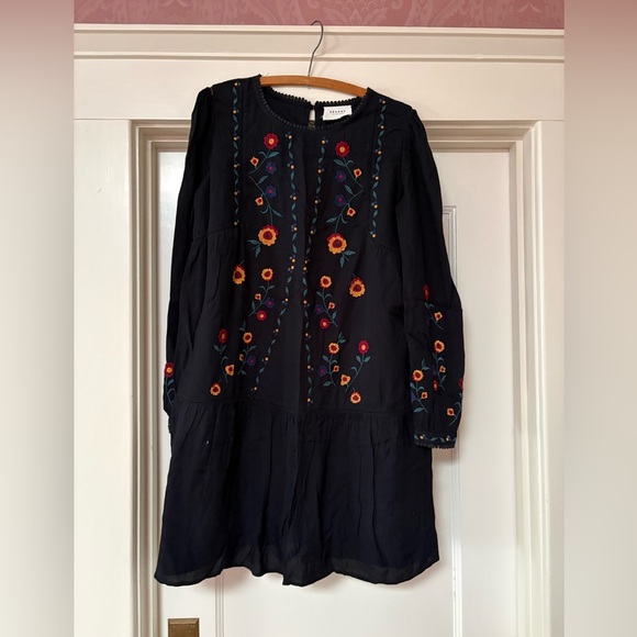 Sezane Dresses & Skirts - Sézane Black Dress with Colorful Floral Embroidery
